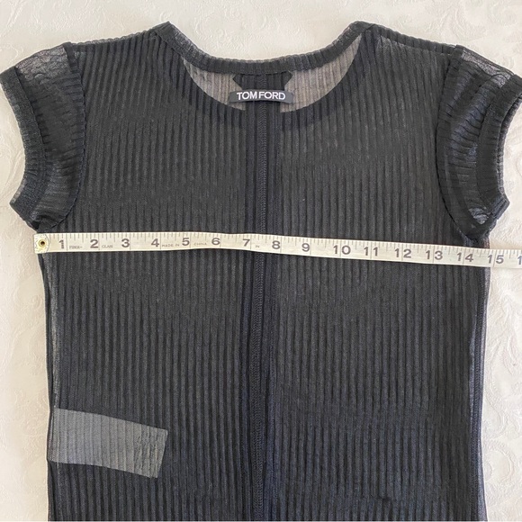 TOM FORD Rib Transparent Jersey Fitted T-Shirt - Picture 11 of 15
